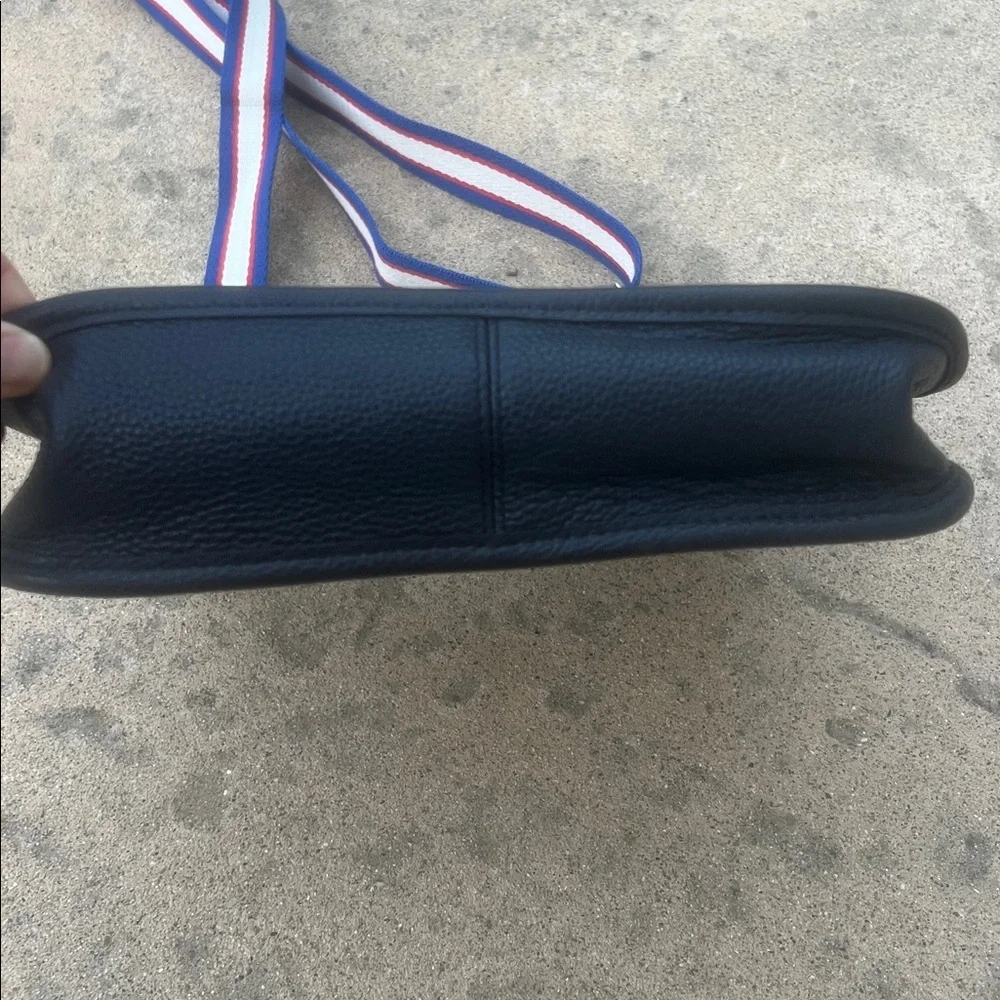 Talbots Navy Blue Leather Bucket Crossbody Purse